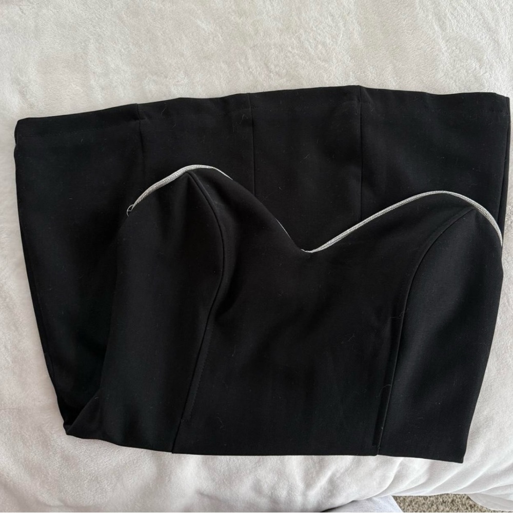 Black Strapless Bustier Mini Dress